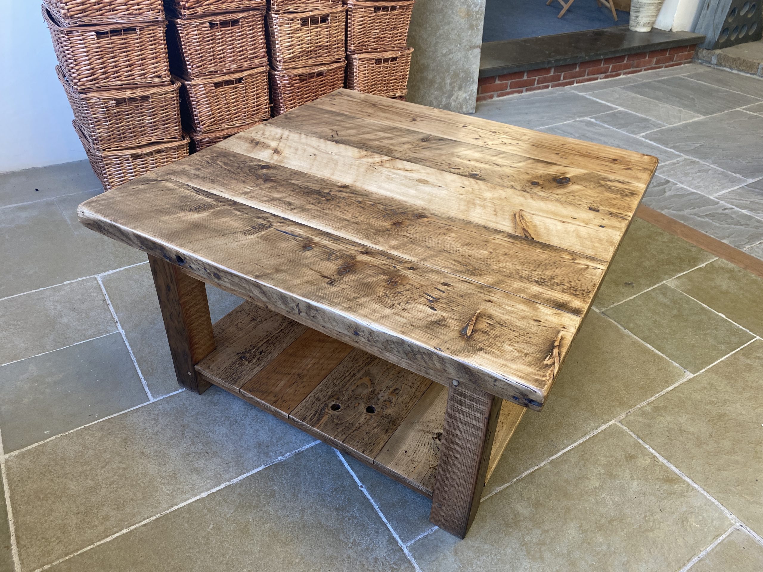 RECLAIMED PINE COFFEE TABLE 3' X 3' - Winkleigh Timber Devon | Quality ...