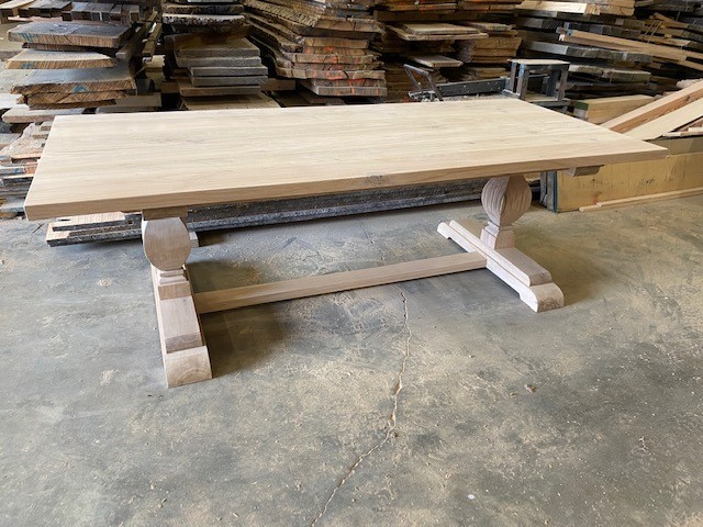 Oak Refectory Table With Hand Carved Leg - Made To Order - Winkleigh 